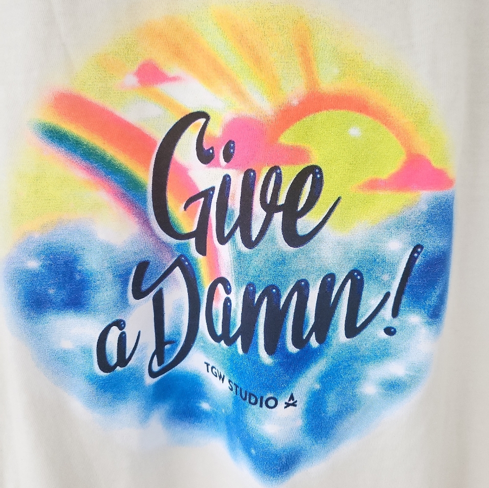 Tultex Neon Ringer Give A Damn T Shirt M - Picture 2 of 4